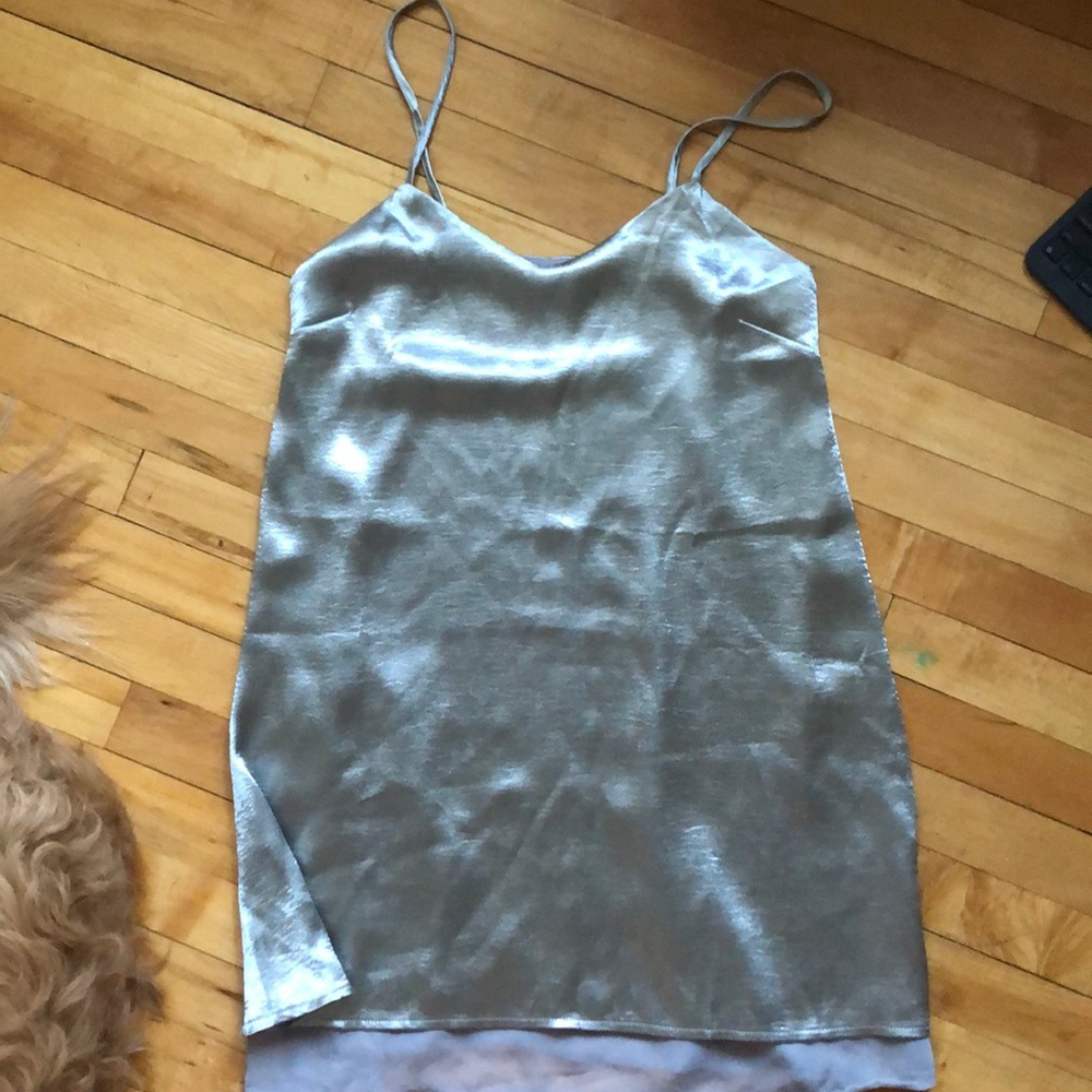 Silver silky mini dress